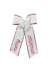 Hallie Sobie Co. Hand Stitched Bow, Merry Christmas White