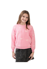 Tweenstyle Pearl Bows Pink Crew Neck Sweater