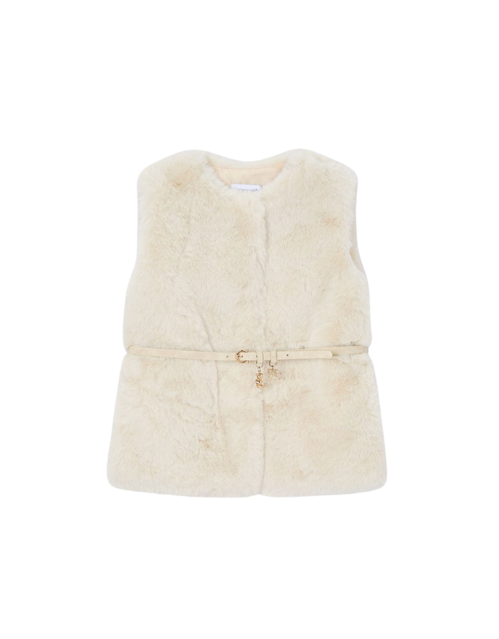Mayoral Fur Vest w Belt, Sand
