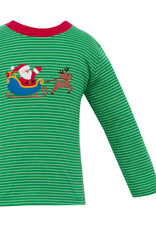Claire and Charlie Green Stripe LS Knit Santa Shirt