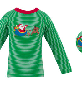Claire and Charlie Green Stripe LS Knit Santa Shirt