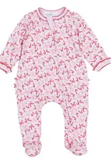 Magnolia Baby Candy Cane Lane Printed Ruffle Zipper Footie