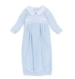 Magnolia Baby Mia and Luca's Smocked Collared Pleated Gown, Blue