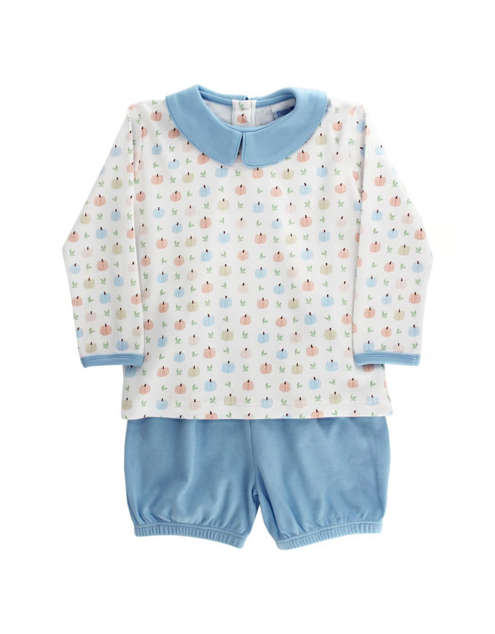 The Bailey Boys Pumpkin Print Knit LS Bloomer Set