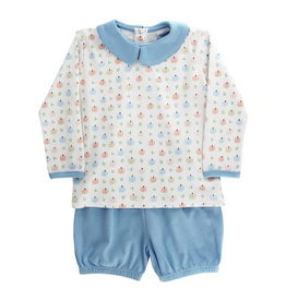 The Bailey Boys Pumpkin Print Knit LS Bloomer Set
