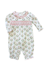 Petit Bebe Holiday Pink Wreather Knit Long Romper