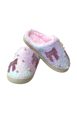 Bari Lynn Pink Crystal Bow Slippers
