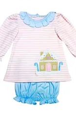 Zuccini Gingerbread Reagan LS Bloomer Set, Pink Knit Stripe