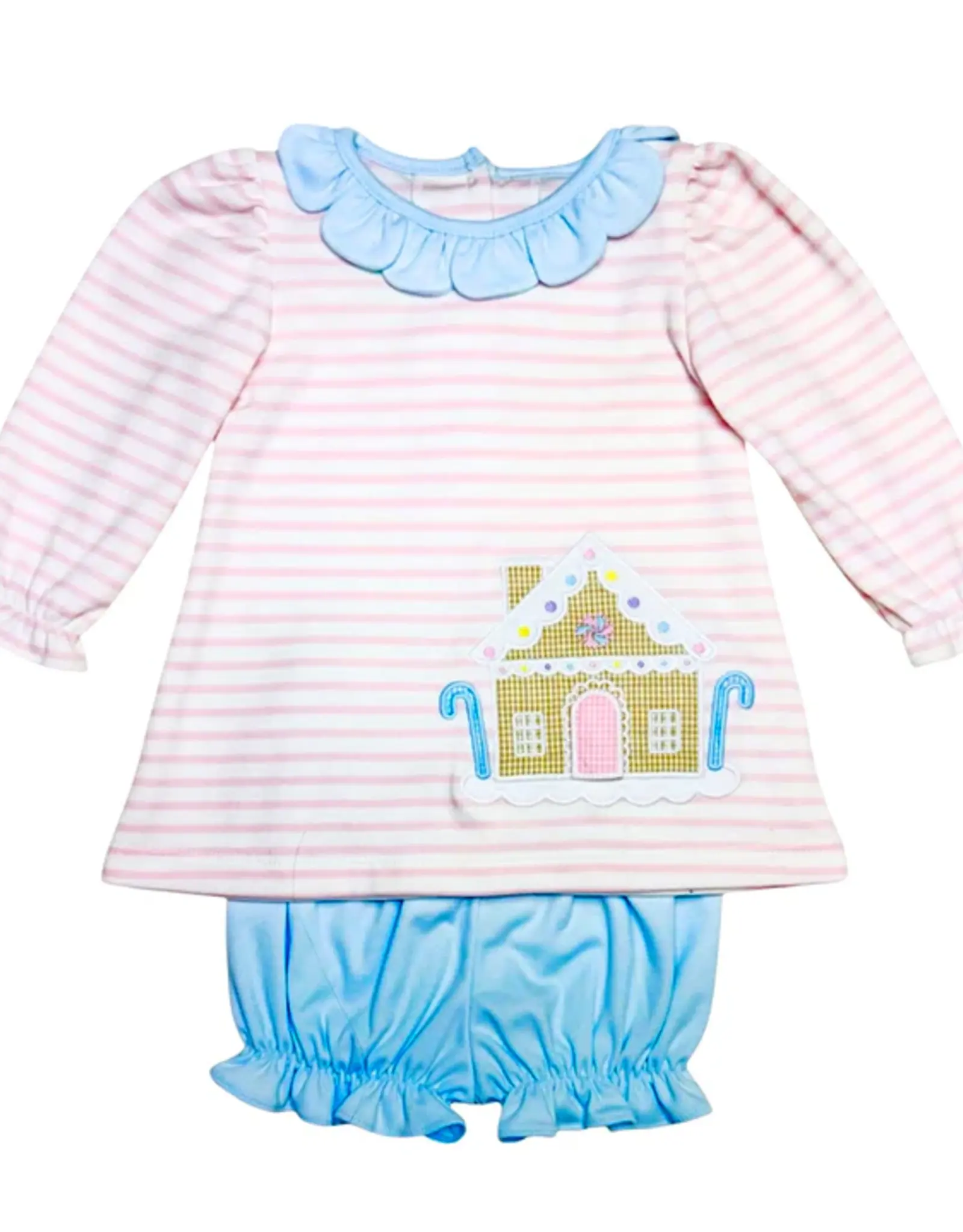 Zuccini Gingerbread Reagan LS Bloomer Set, Pink Knit Stripe