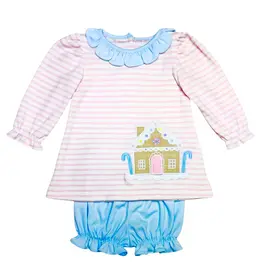 Zuccini Gingerbread Reagan LS Bloomer Set, Pink Knit Stripe