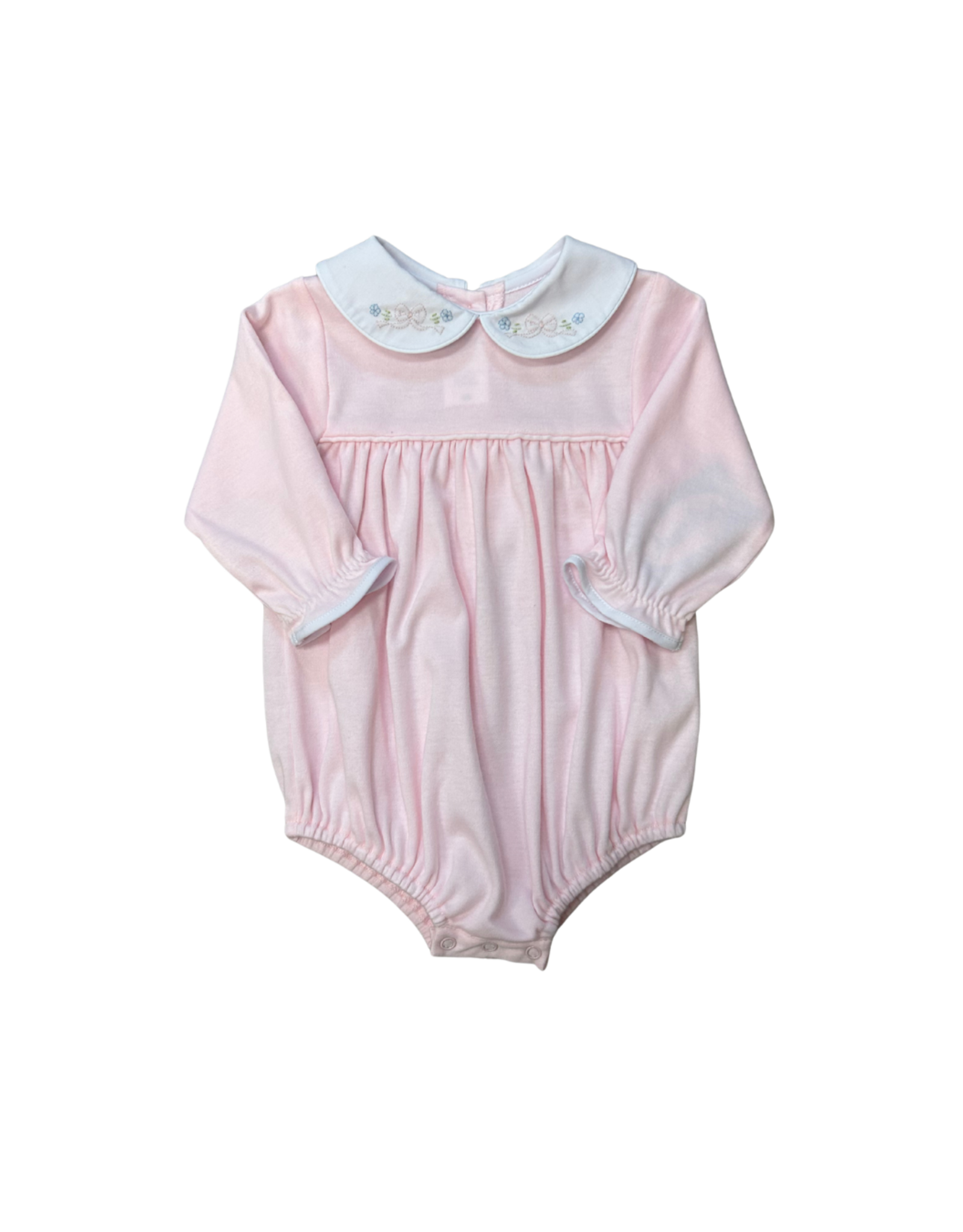 Auraluz Pink Knit LS Bubble w/ Bow Embroidered Collar