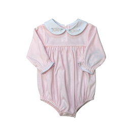 Auraluz Pink Knit LS Bubble w/ Bow Embroidered Collar