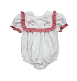 Auraluz White w/ Red Check Christmas Bow Girl Bubble