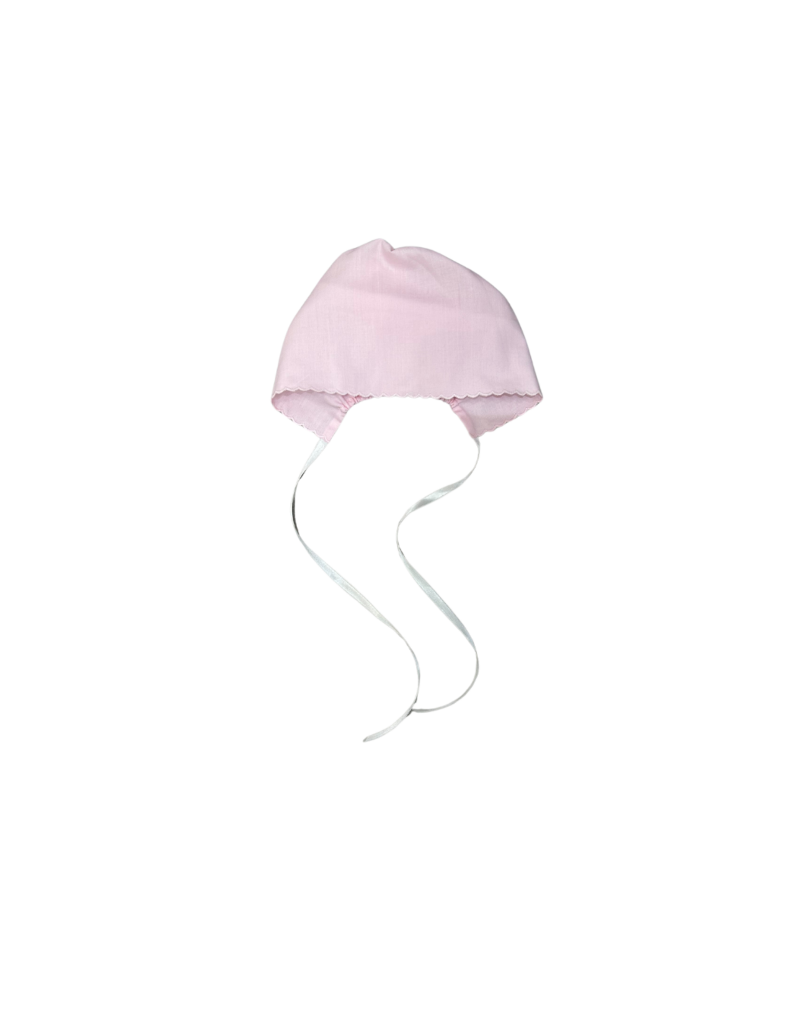 Auraluz Baby Bonnet with Pink Scallop Trim