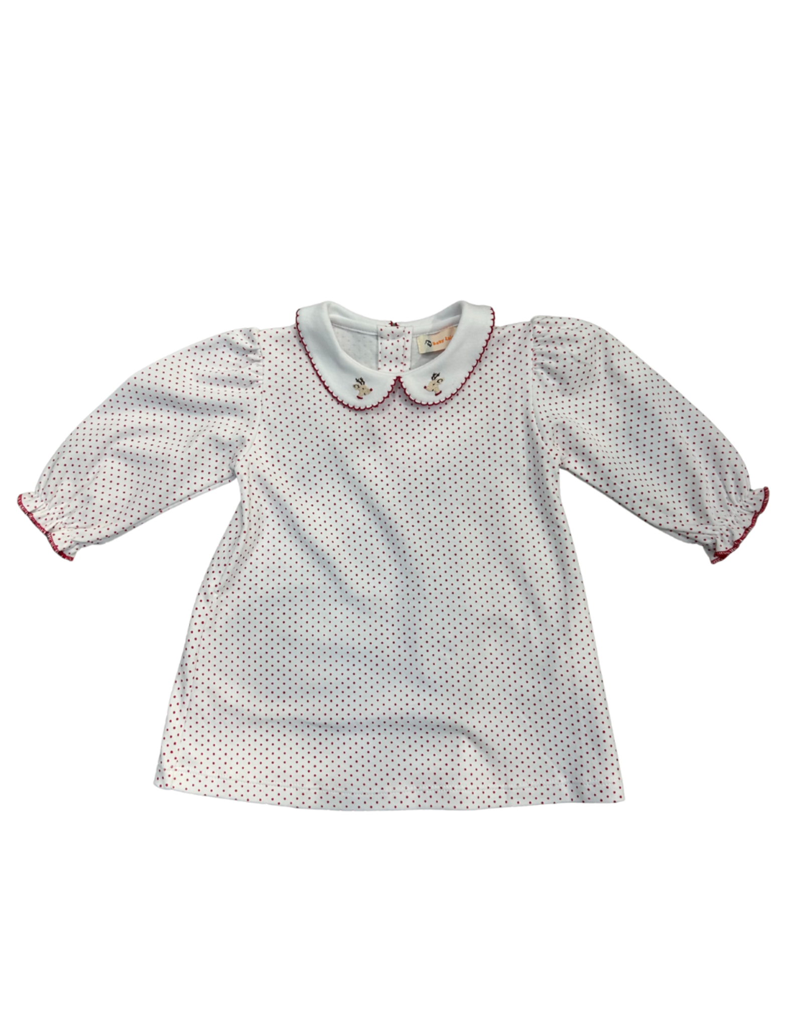 Luigi Red Bitty Dot LS Dress with Rudolph Collar
