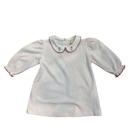 Luigi Red Bitty Dot LS Dress with Rudolph Collar