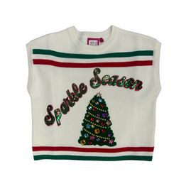Queen of Sparkles White, Green & Red 'Sparkle Season' Stripe Sweater