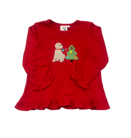 Luigi Red Ruffle Swing Top with Lab and Christmas Tree