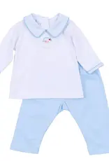 Magnolia Baby Santa Baby Collared 2pc Pant Set - Light Blue