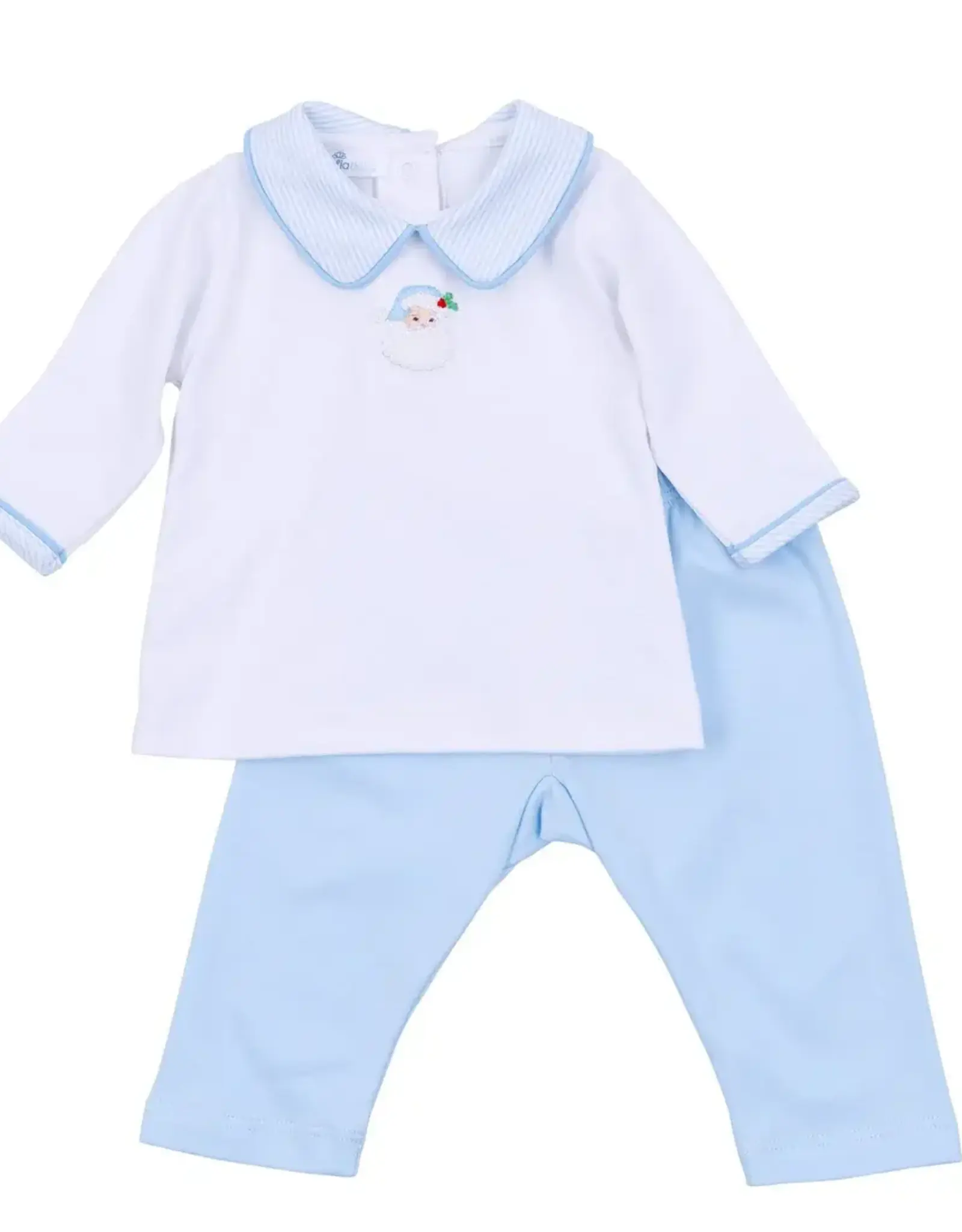 Magnolia Baby Santa Baby Collared 2pc Pant Set - Light Blue