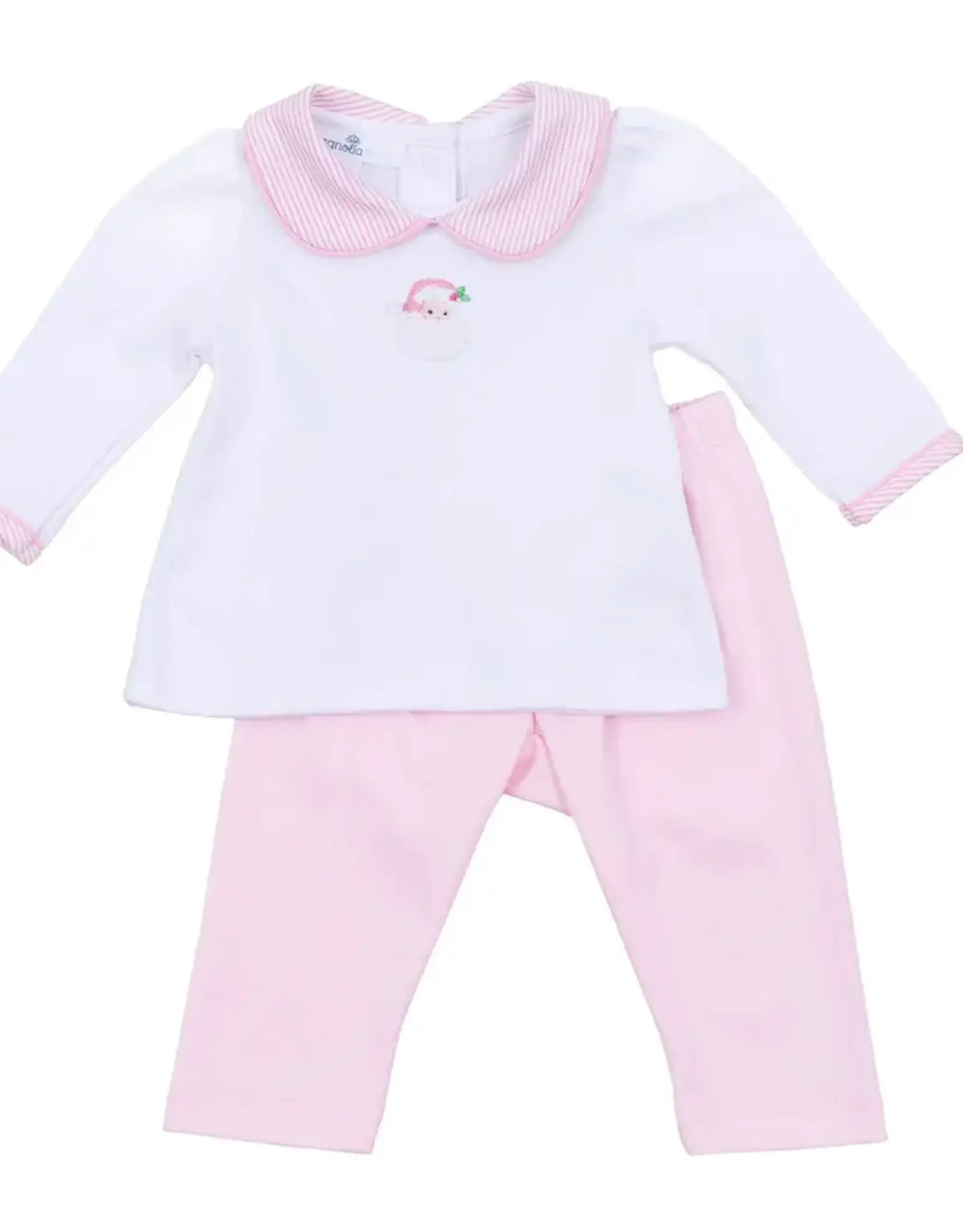 Magnolia Baby Santa Baby Collared 2pc Pant Set - Pink