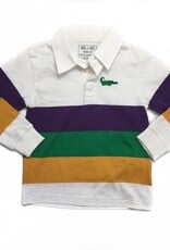 Lulu Bebe LLC Mardi Gras Rugby Long Sleeve Polo Shirt