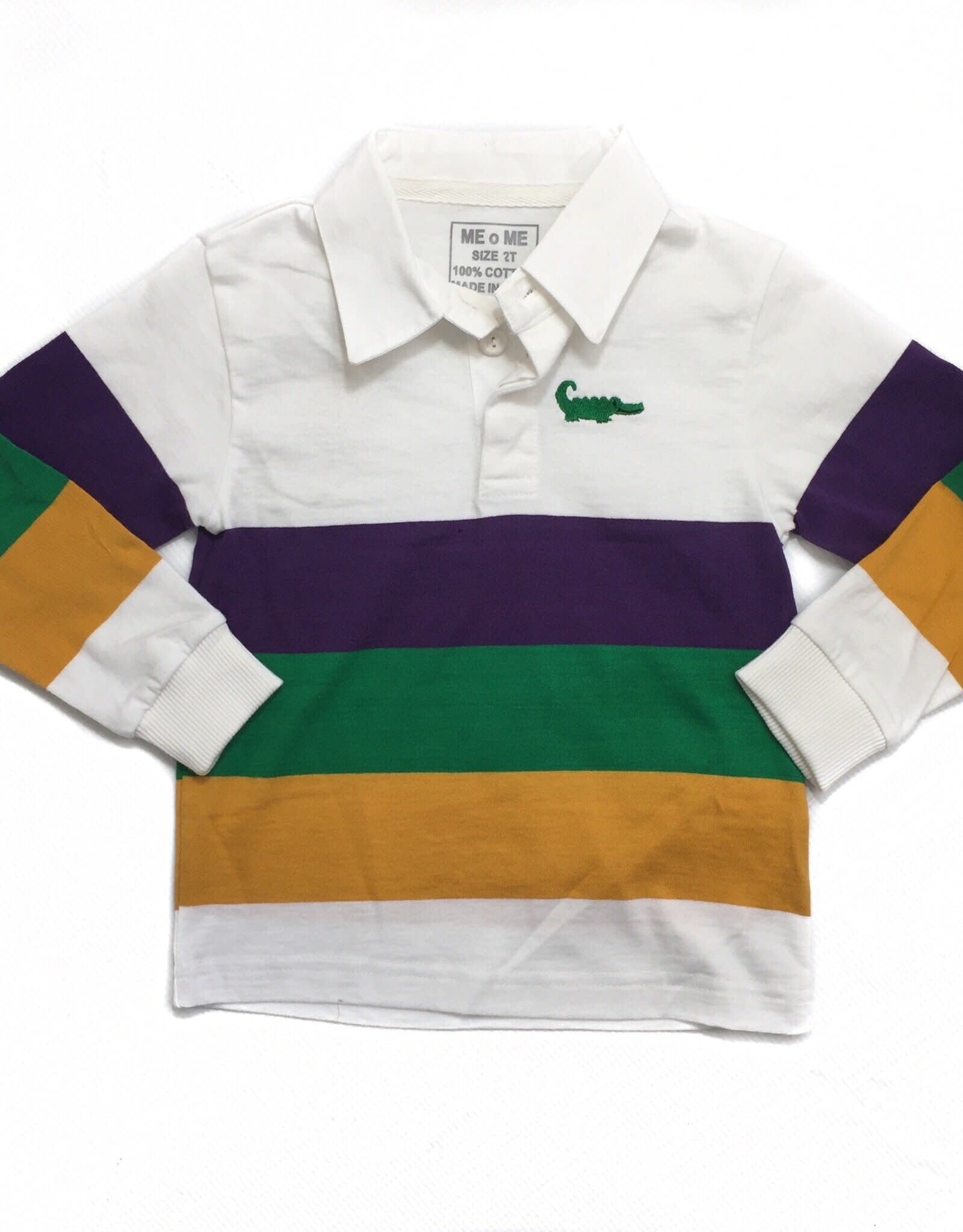 Lulu Bebe LLC Mardi Gras Rugby Long Sleeve Polo Shirt