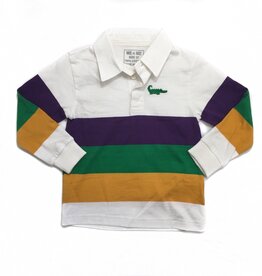 Lulu Bebe LLC Mardi Gras Rugby Long Sleeve Polo Shirt