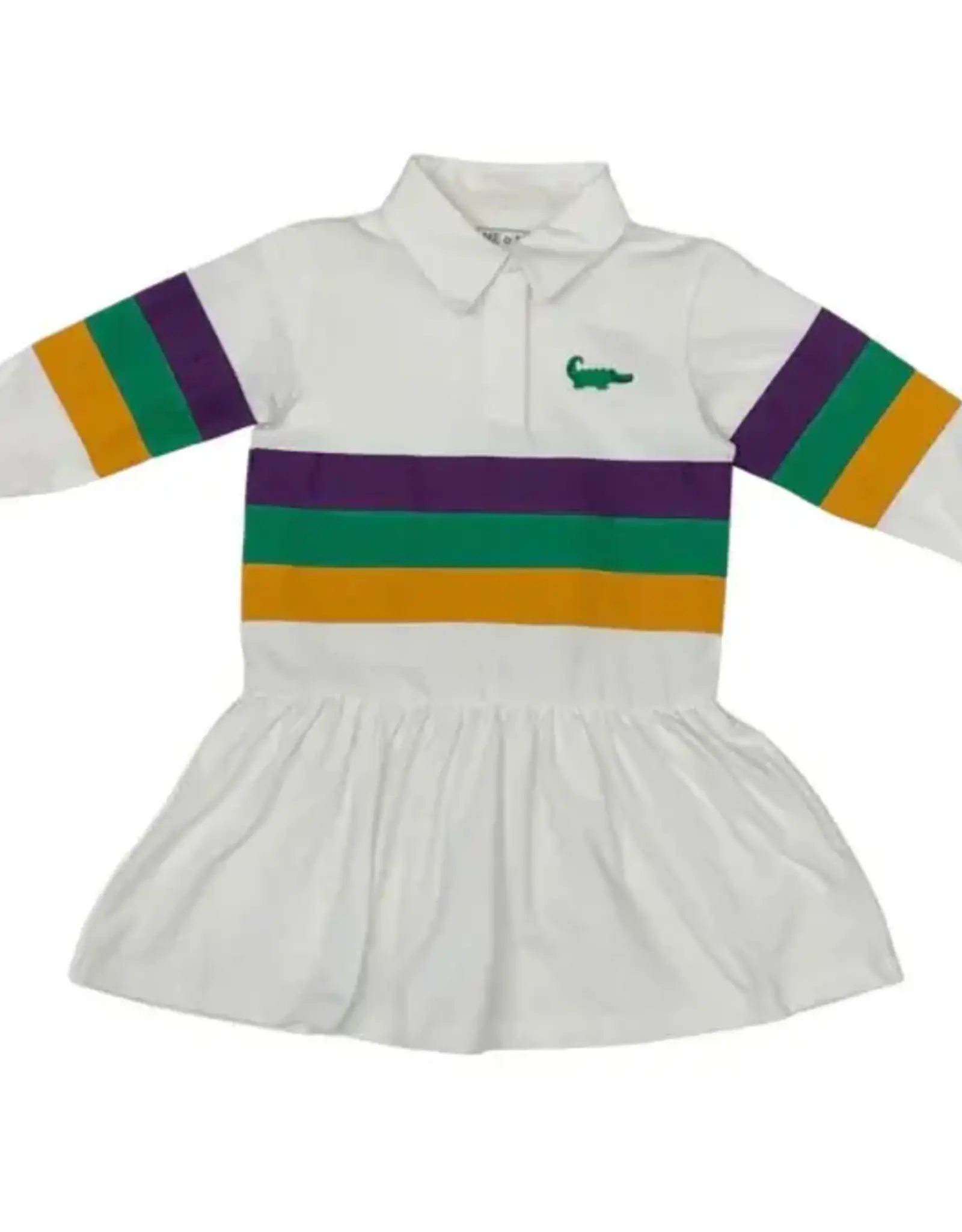 Lulu Bebe LLC Mardi Gras Rugby Long Sleeve Dropwaist Dress