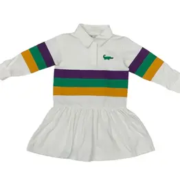 Lulu Bebe LLC Mardi Gras Rugby Long Sleeve Dropwaist Dress