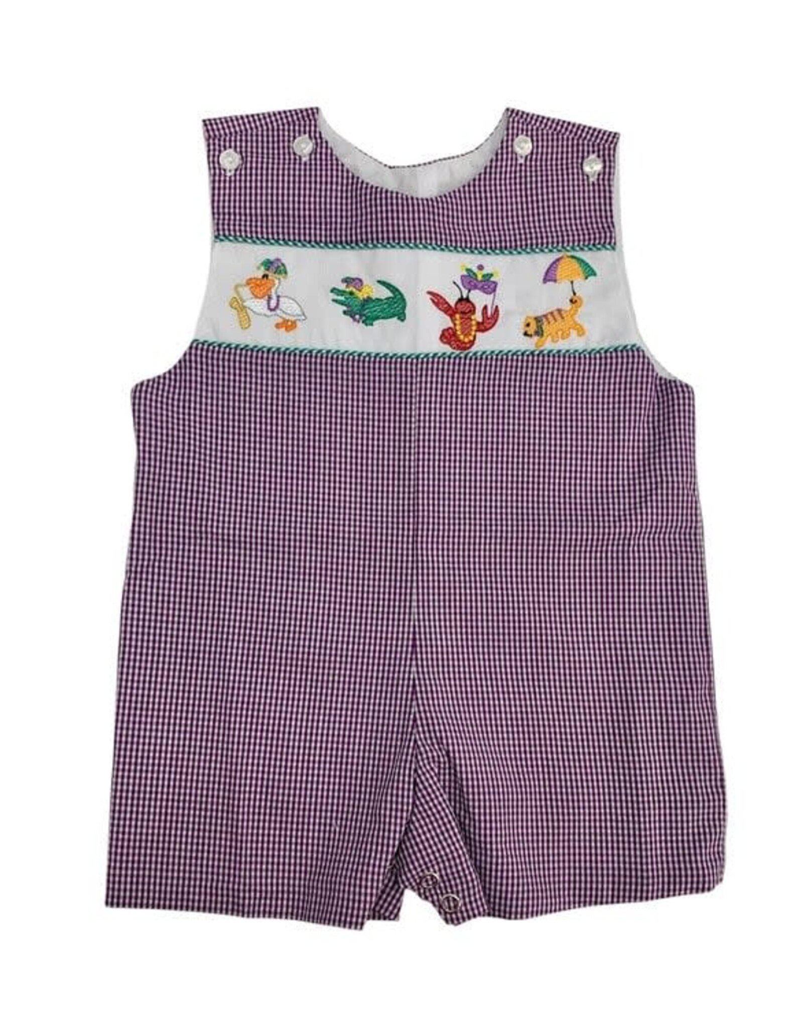 Lulu Bebe LLC Mardi Gras Emb Animal  Gingham Jon Jon