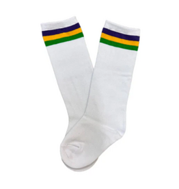 Lulu Bebe LLC Mardi Gras Rugby Knee High Socks