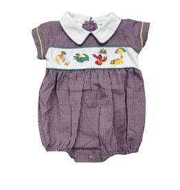 Lulu Bebe LLC Mardi Gras Emb Animal  Gingham Bubble