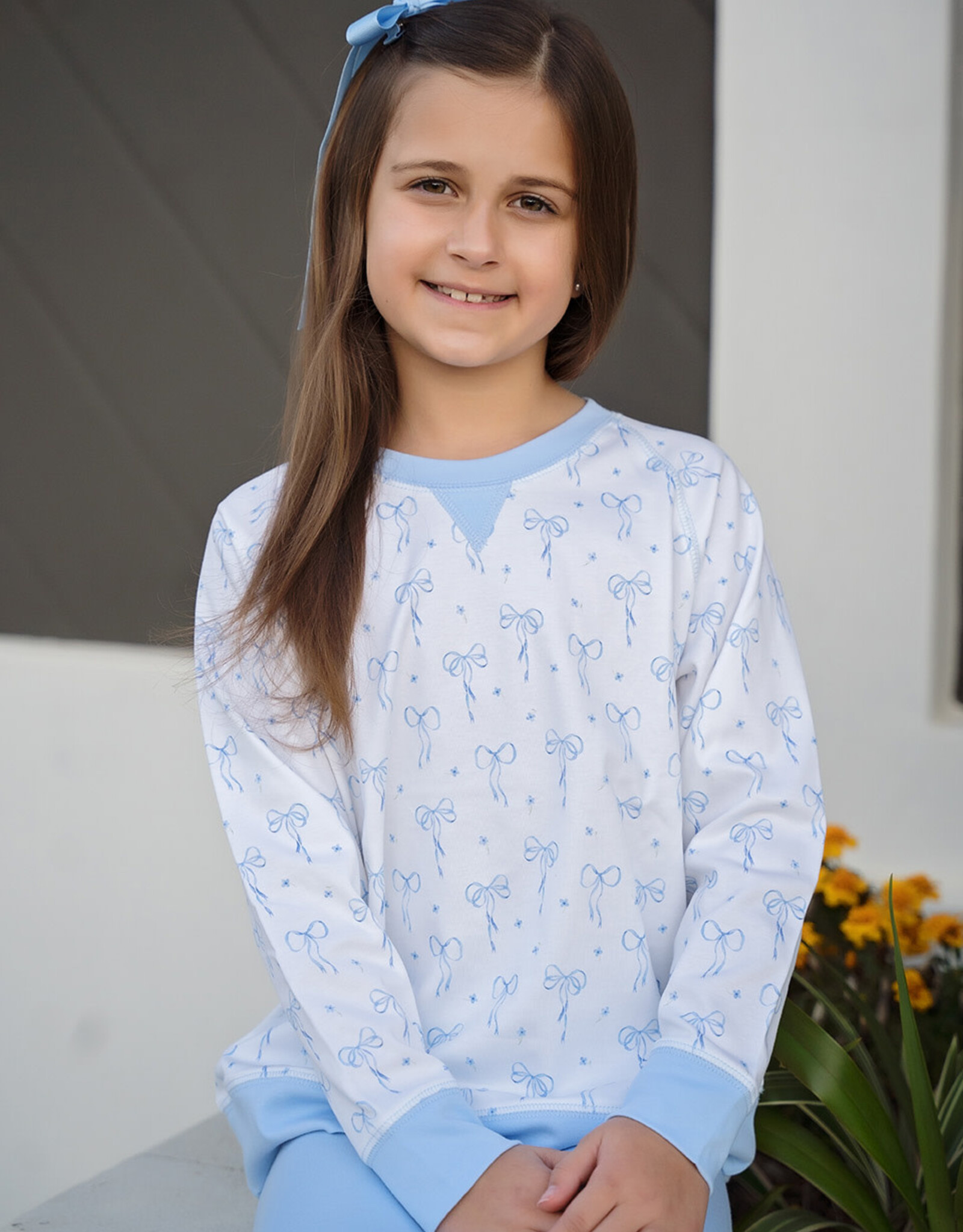 James and Lottie Sidney Sweatshirt, Blue Bows Knit