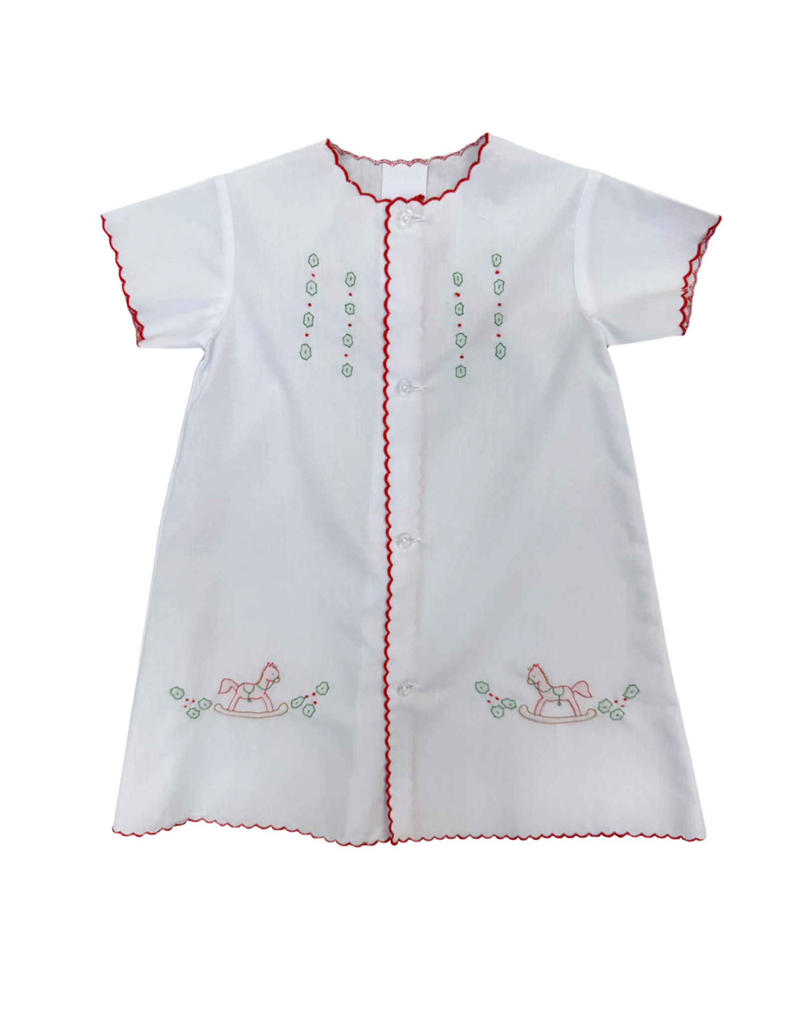 Auraluz White Daygown with Christmas Rocking Horses