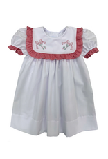 Auraluz White Dress with Christmas Bow and Red Check