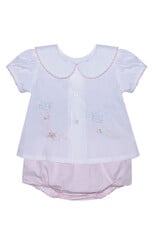 Baby Sen Pink  Avery Girl Diaper Set, Birds/Bows