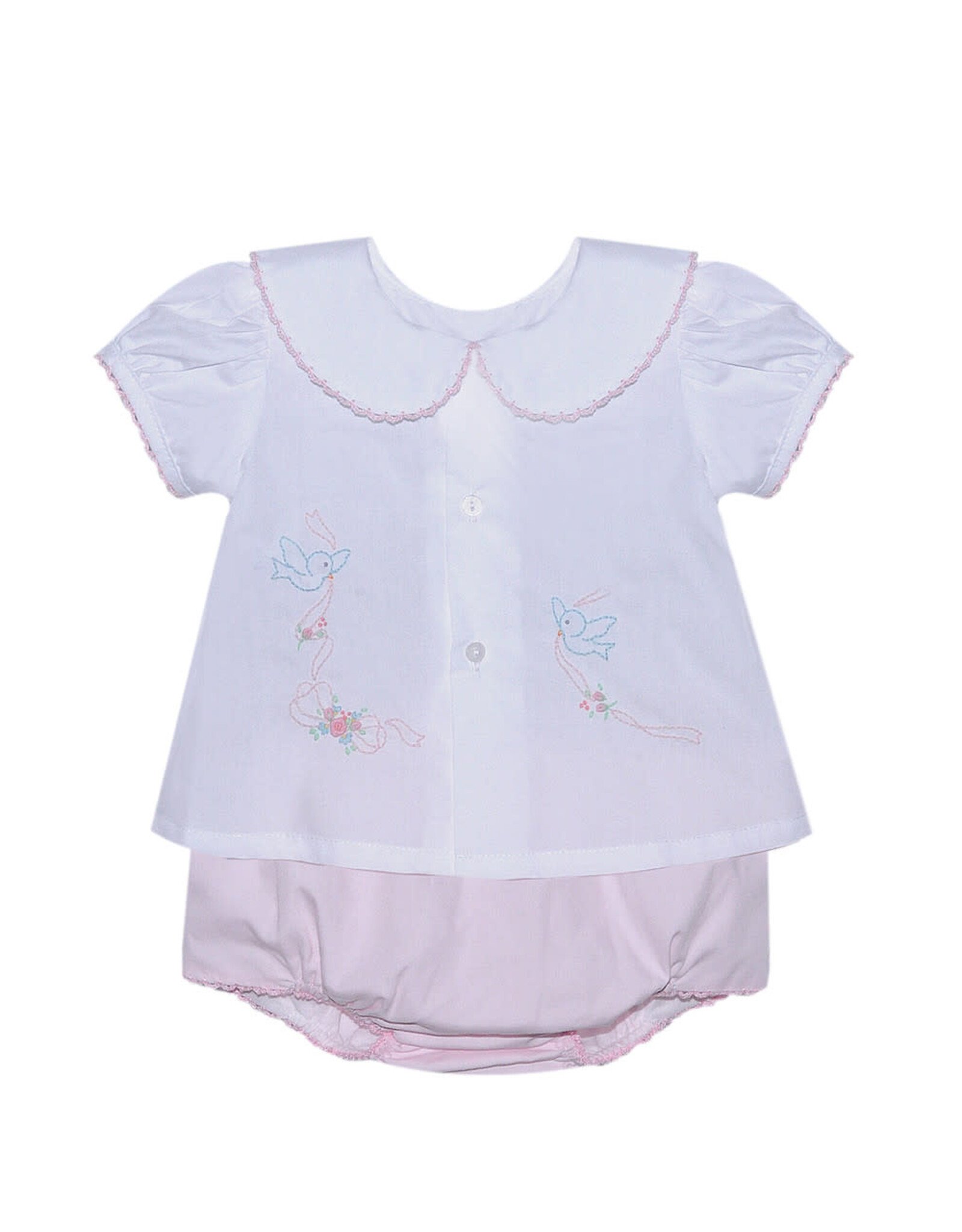 Baby Sen Pink  Avery Girl Diaper Set, Birds/Bows