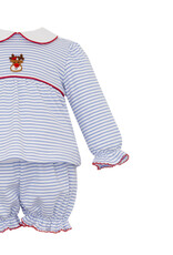 Petit Bebe Rudolph Girl's Knit Bloomer Set, Blue Stripe