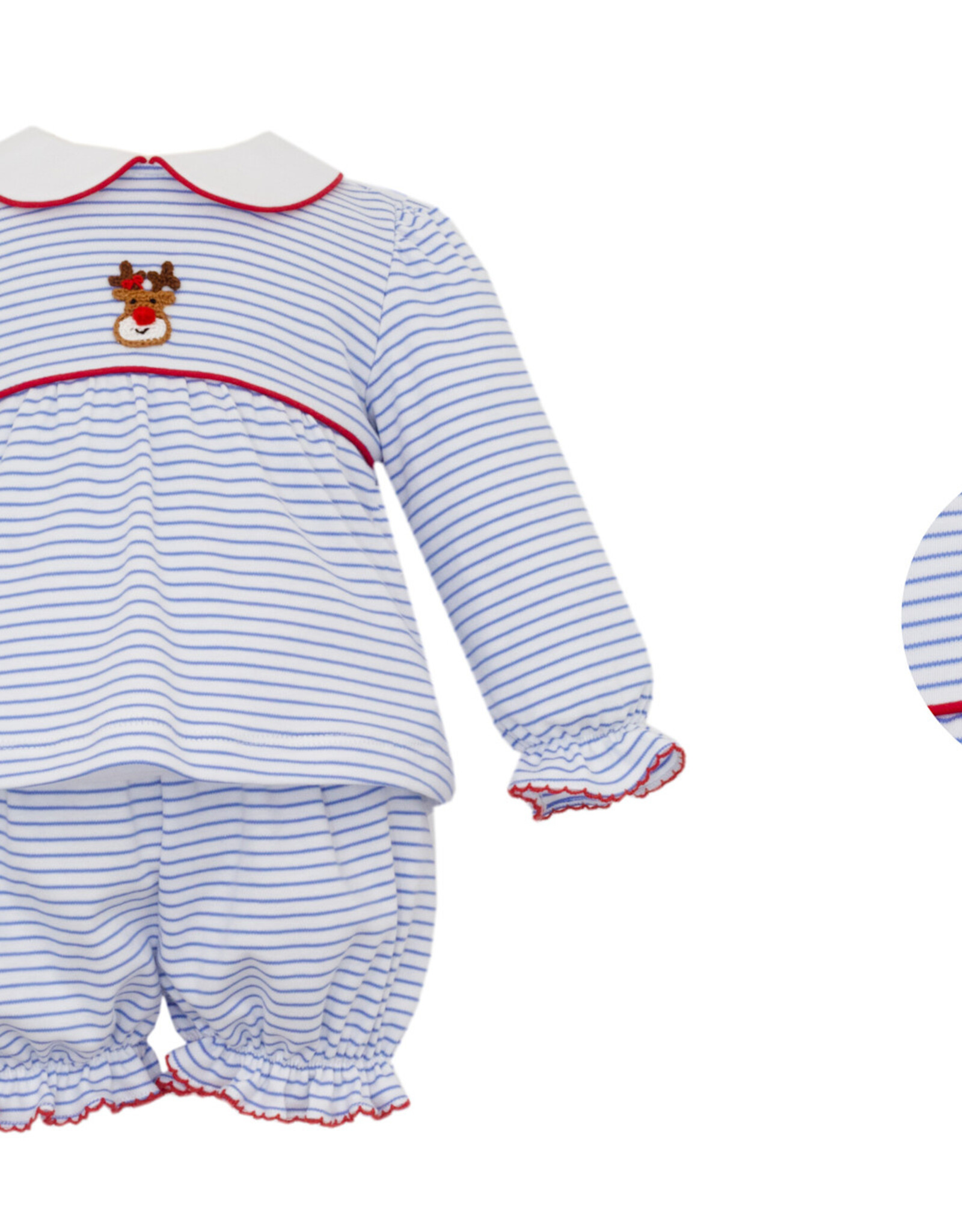 Petit Bebe Rudolph Girl's Knit Bloomer Set, Blue Stripe