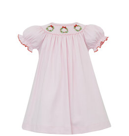 Petit Bebe Christmas Wreath Pink Knit Bishop