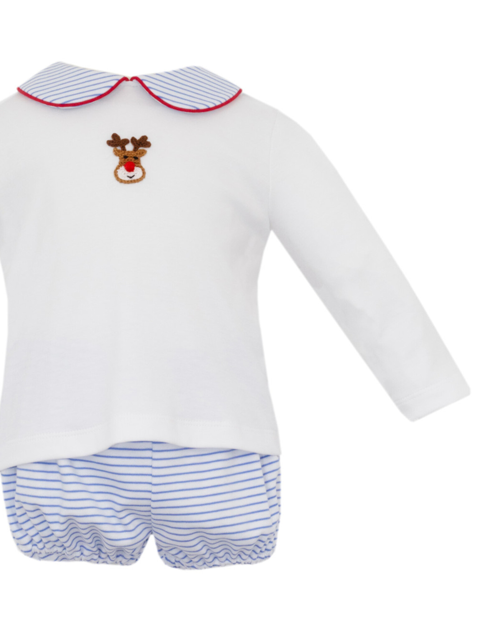 Petit Bebe Rudolph Boy's Knit Diaper Set, Blue Stripe