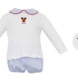 Petit Bebe Rudolph Boy's Knit Diaper Set, Blue Stripe