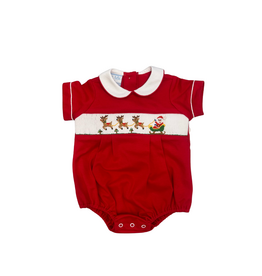 Petit Bebe Santa's Sleigh Red Knit SS Bubble