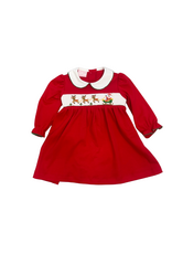 Petit Bebe Santa's Sleigh Red Knit LS Dress