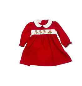 Petit Bebe Santa's Sleigh Red Knit LS Dress