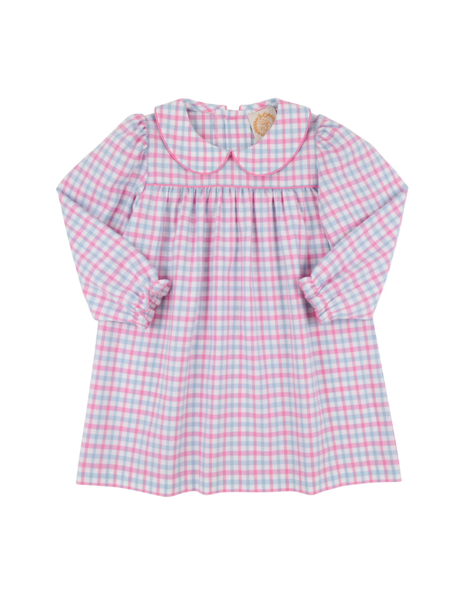 The Beaufort Bonnet Company Maerin Fitz Frock LS, Barrington Blue and Pink Flannel