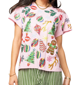 Queen of Sparkles Light Pink Christmas Icons Tee