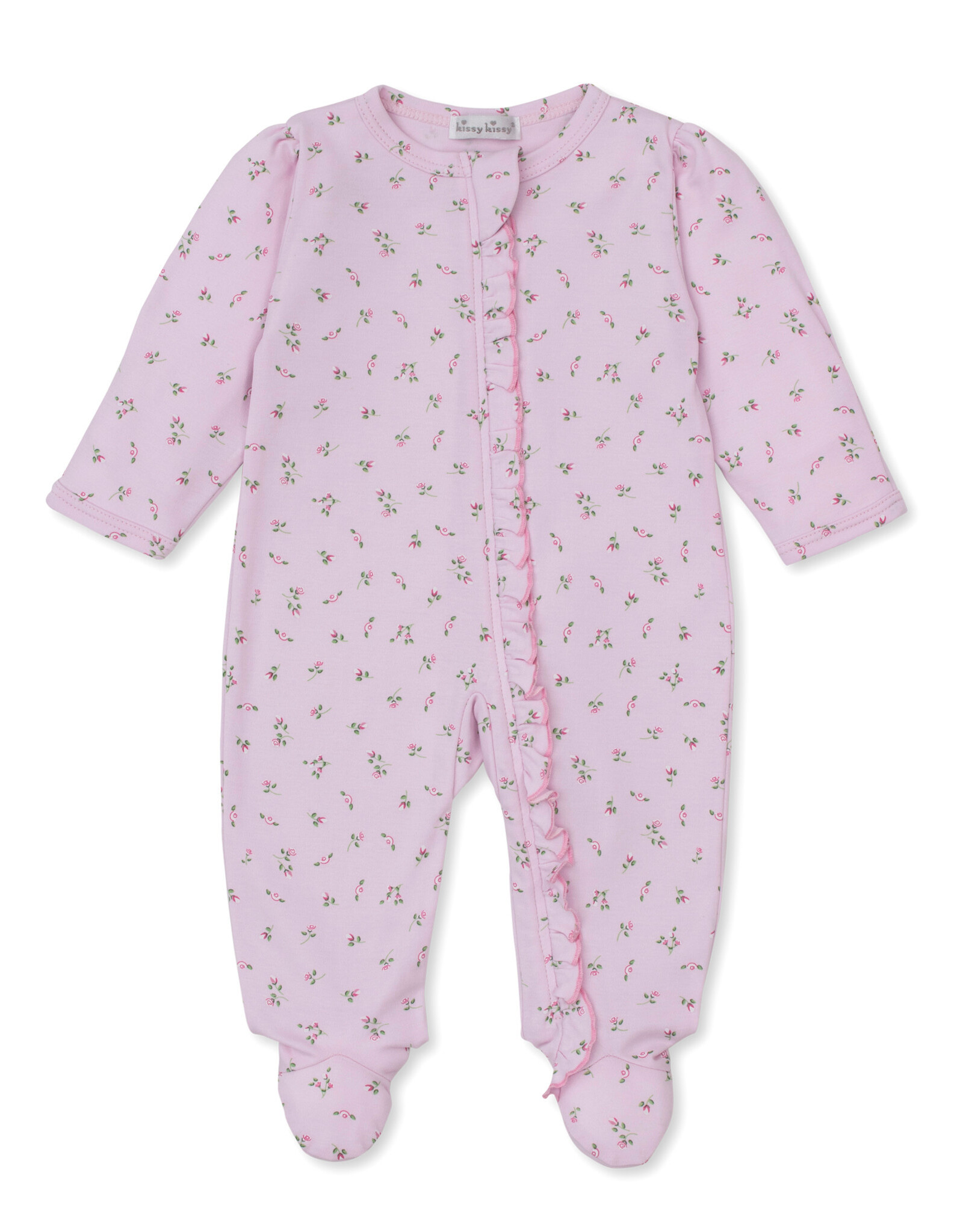 Kissy Kissy Garden Print Footie W/Ruffle Zipper, Pink