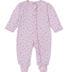 Kissy Kissy Garden Print Footie W/Ruffle Zipper, Pink